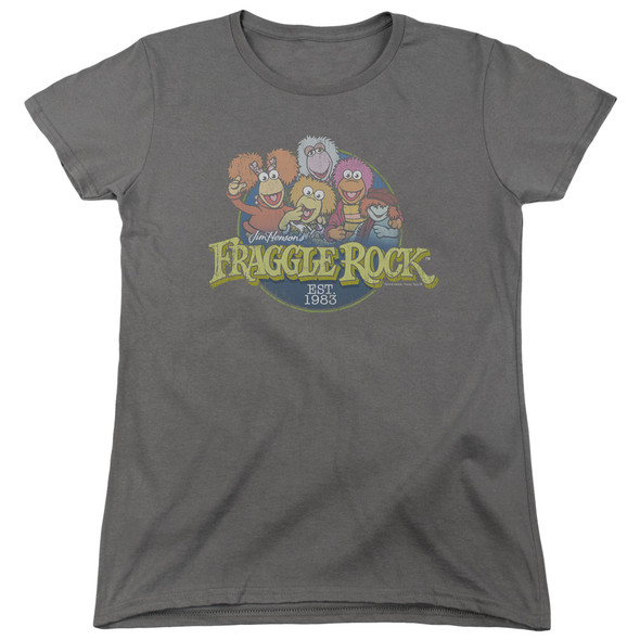 Fraggle Rock/circle Logo-s/s Womens Tee-charcoal