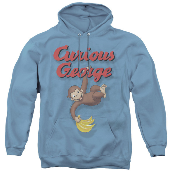 Curious George/hangin Out - Adult Pull-over Hoodie - Carolina Blue - Lg - Carolina Blue