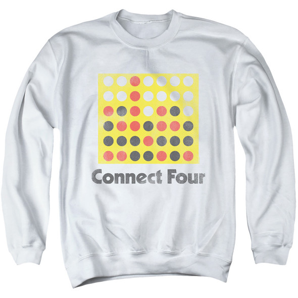 Connect Four/classic Logo Distressed-adult Crewneck Sweatshirt-white