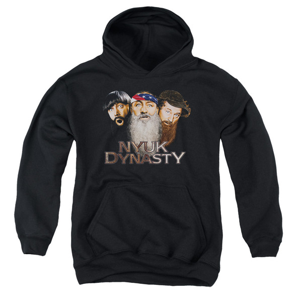 Three Stooges/nyuk Dynasty 2-youth Pull-over Hoodie - Black