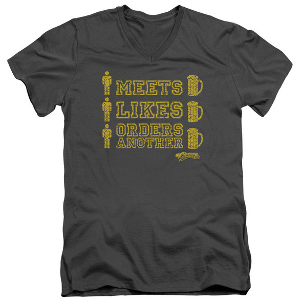 Cheers/man Meets Beer - S/s Adult V-neck - Charcoal