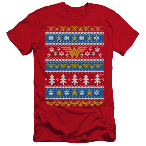 Dc Wonder Woman/wonder Woman Christmas Sweater-hbo S/s Adult 30/1-red