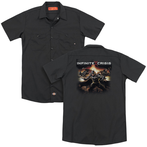 Infinite Crisis/batmen(back Print) - Adult Work Shirt - Black