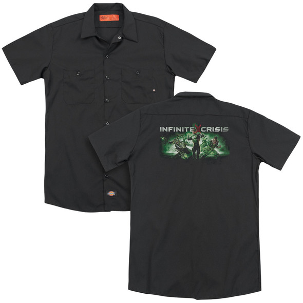 Infinite Crisis/ic Green(back Print) - Adult Work Shirt - Black