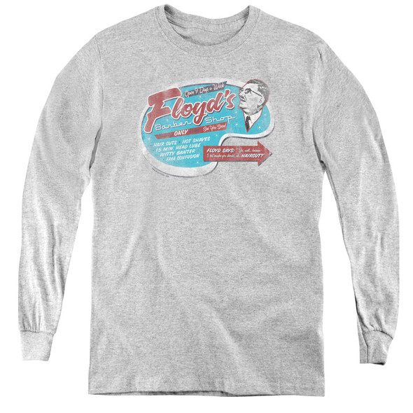 Mayberry/floyds Barber Shop - Youth Long Sleeve Tee - Athletic Heather