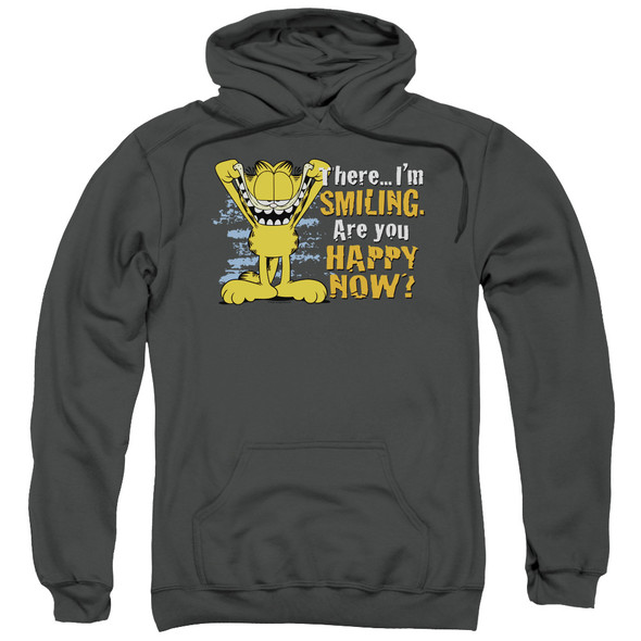 Garfield/smiling-adult Pull-over Hoodie-charcoal