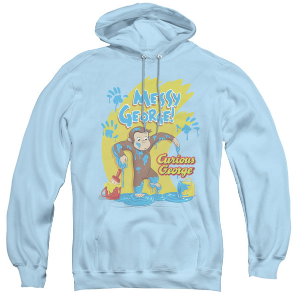Curious George/messy George - Adult Pull-over Hoodie - Light Blue - Md - Light Blue