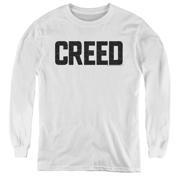 Creed/cracked Logo-youth Long Sleeve Tee-white