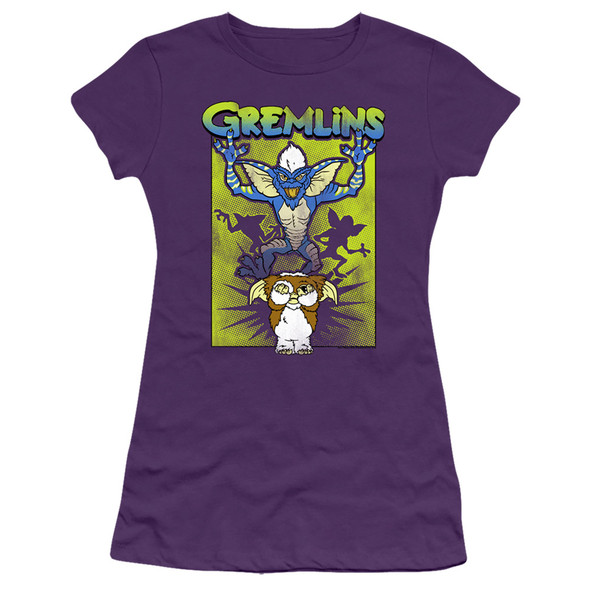 Gremlins/be Afraid-s/s Junior Sheer-purple