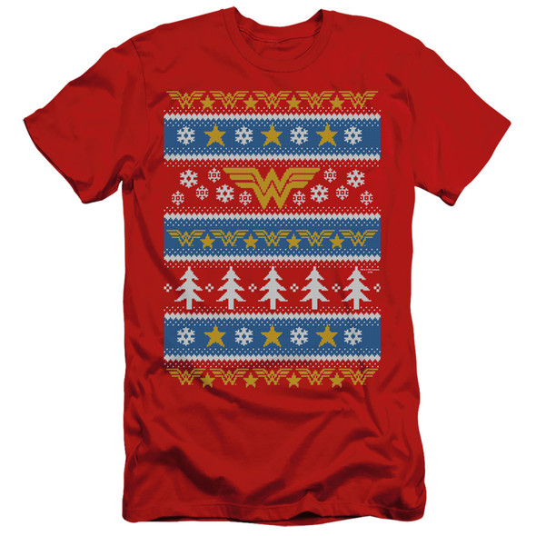Dc Wonder Woman/wonder Woman Christmas Sweater-s/s Adult 30/1-red