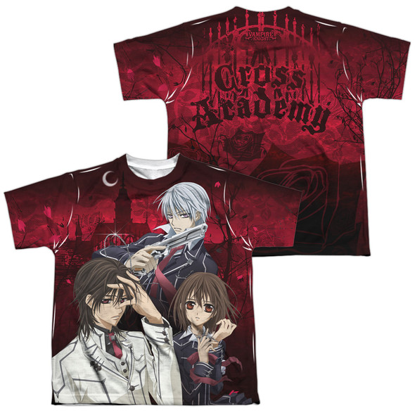 Vampire Knight/academy Trio (front/back Print)-s/s Youth Poly Crew-white