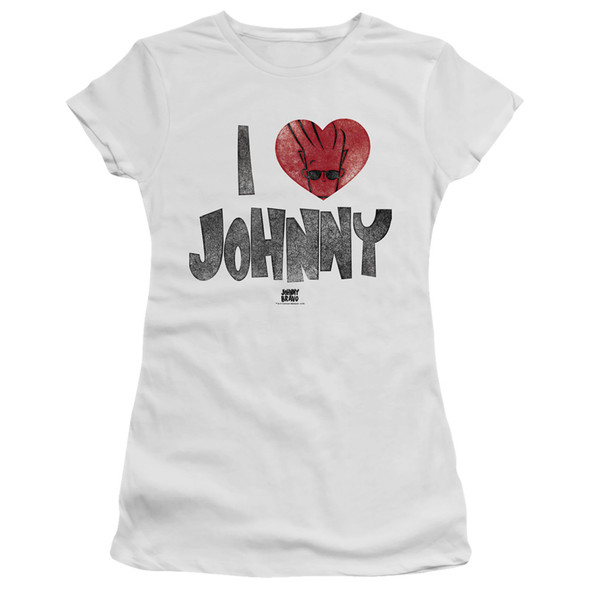 Johnny Bravo/i Heart Johnny - S/s Junior Sheer - White