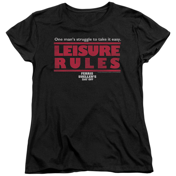 Ferris Bueller/leisure Rules - S/s Womens Tee - Black