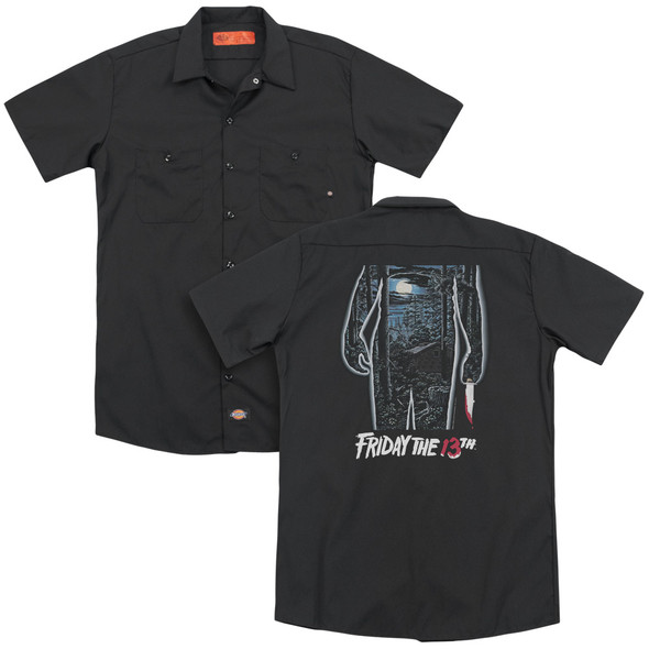 Friday The 13th/13th Poster (back Print) - Adult Work Shirt - Black