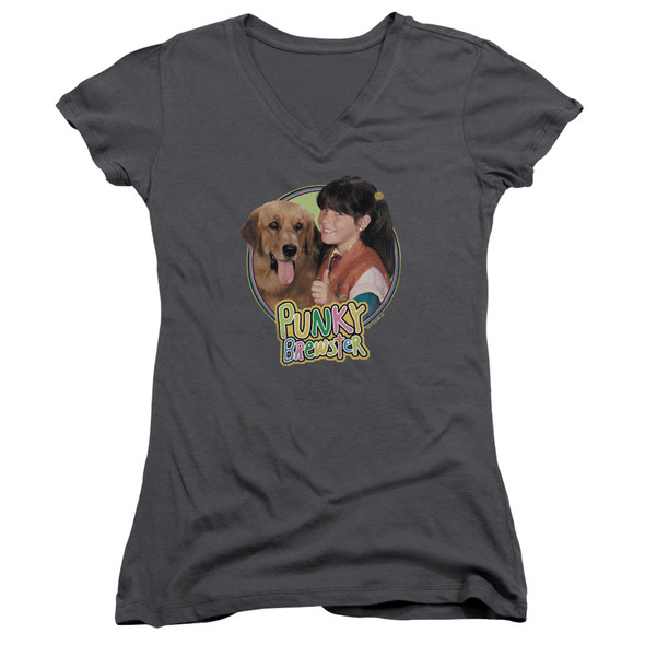 Punky Brewster/punky & Brandon - Junior V-neck - Charcoal