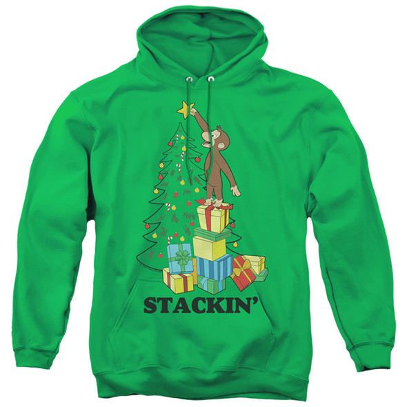 Curious George/stackin-adult Pull-over Hoodie-kelly Green