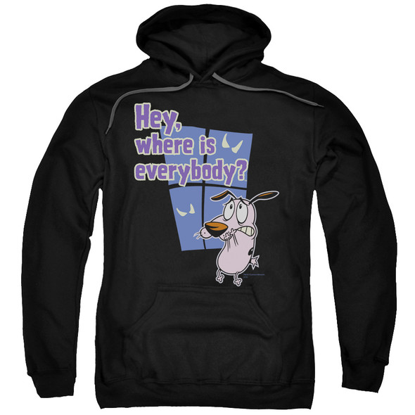 Courage/where Is Everybody-adult Pull-over Hoodie-black