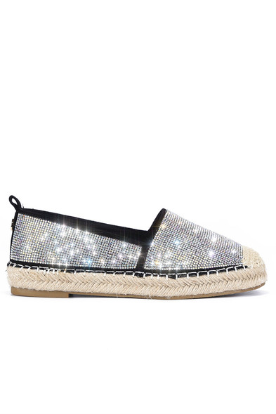 BRENA TAKES THE CAKE RHINESTONE ESPADRILL FLATS-BLACK