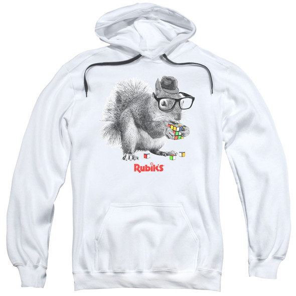 Rubiks Cube/nerd Squirrel-adult Pull-over Hoodie-white