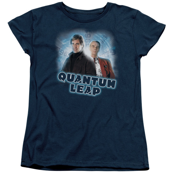 Quantum Leap/sam And Al - S/s Womens Tee - Navy