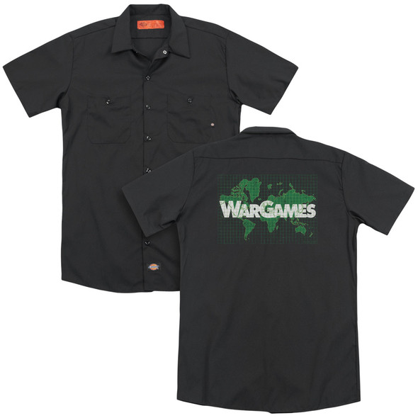 Wargames/game Board(back Print) - Adult Work Shirt - Black