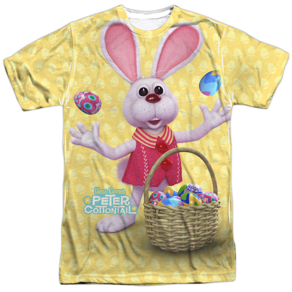 Here Comes Peter Cottontail/basket Of Eggs-s/s Adult Poly Crew-white