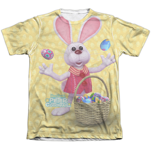 Here Comes Peter Cottontail/basket Of Eggs-adult Poly/cotton S/s Tee-white