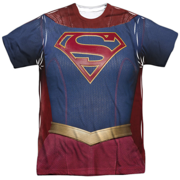 Supergirl/supergirl Uniform-s/s Adult Poly Crew-white