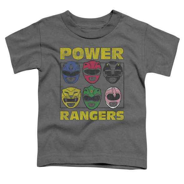 Power Rangers/ranger Heads-s/s Toddler Tee-charcoal