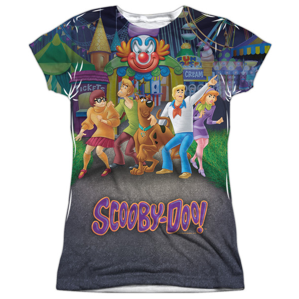 Scooby Doo/amusement Park-s/s Junior Poly Crew-white