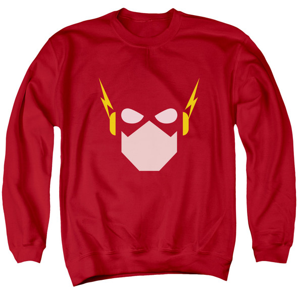 Jla/flash Head - Adult Crewneck Sweatshirt - Red