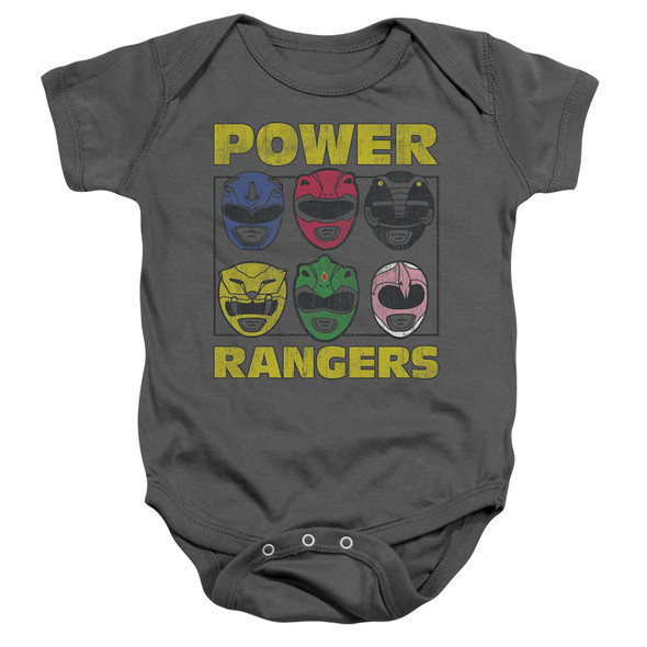 Power Rangers/ranger Heads-infant Snapsuit-charcoal