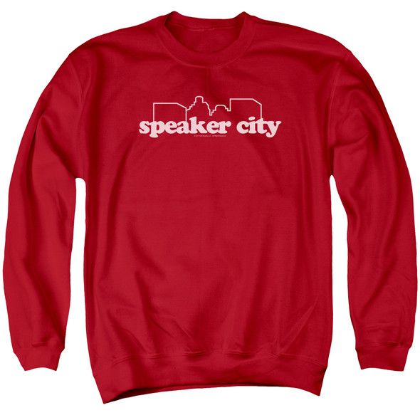 Old School/speaker City Logo - Adult Crewneck Sweatshirt - Red