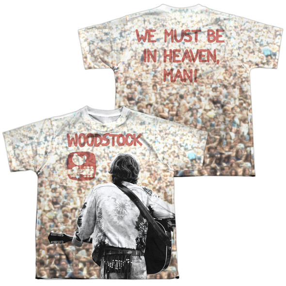 Woodstock/apart From The Crowd (front/back Print)-s/s Youth Poly Crew-white