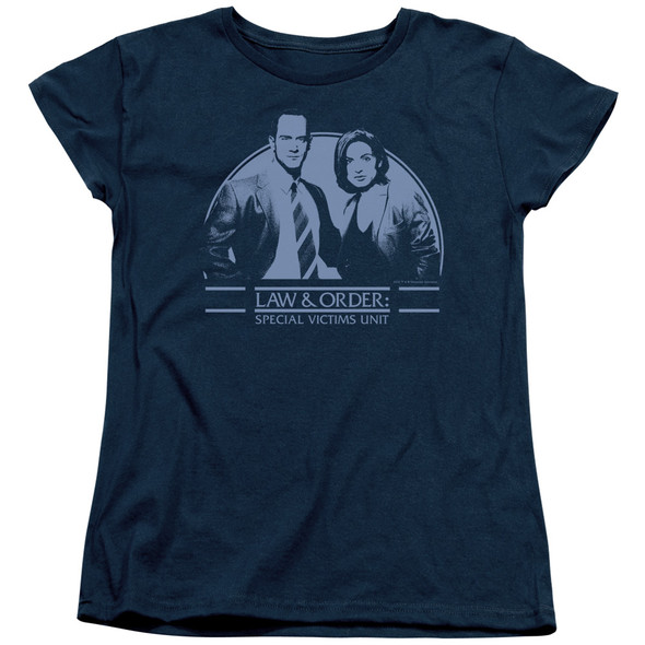 Law And Order Svu/elliot And Olivia - S/s Womens Tee - Navy