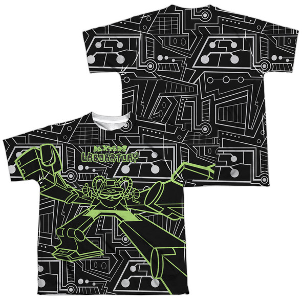 Dexters Laboratory/robot (front/back Print)-s/s Youth Poly Crew-white