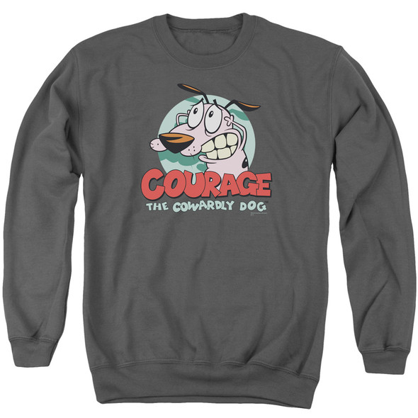 Courage The Cowardly Dog/courage - Adult Crewneck Sweatshirt - Charcoal