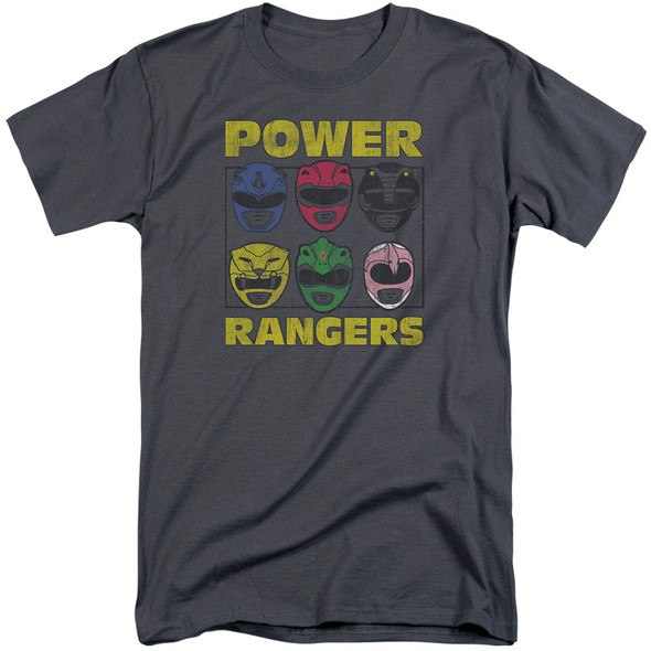 Power Rangers/ranger Heads-s/s Adult Tall-charcoal