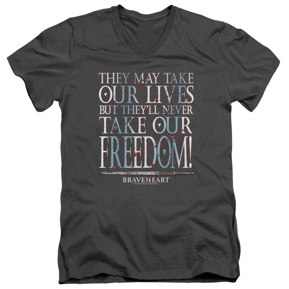 Braveheart/freedom - S/s Adult V-neck - Charcoal