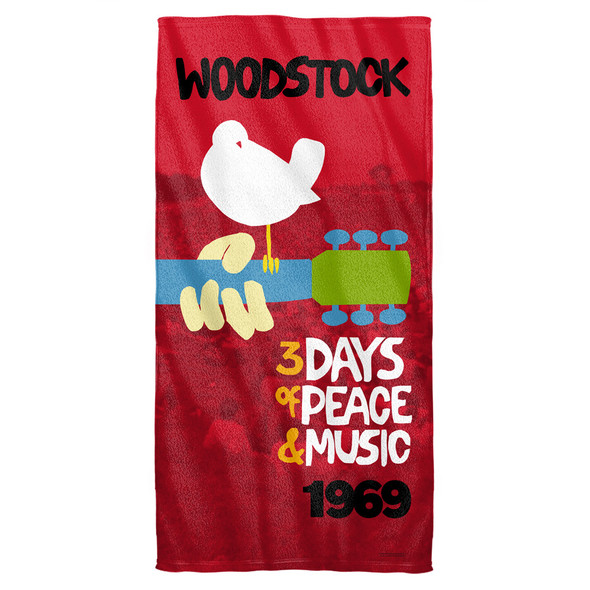 Woodstock/classic-cotton Front / Poly Back Beach Towel-white