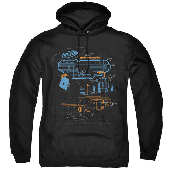 Nerf/deconstructed Nerf Gun-adult Pull-over Hoodie-black