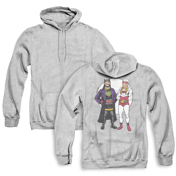 Jay And Silentjay And Silent Bob/bob Kane Cover (back Print)-adult Zipper Hoodie-athletic Heather