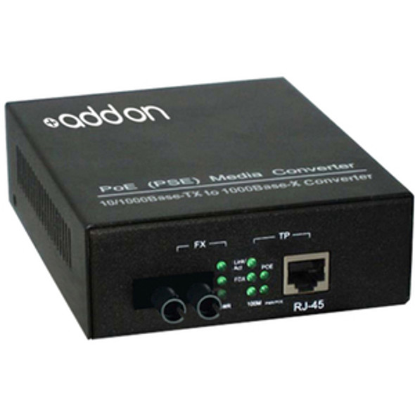 AddOn 10/100/1000Base-TX(RJ-45) to 1000Base-SX(ST) MMF 850nm 550m POE Media Converter