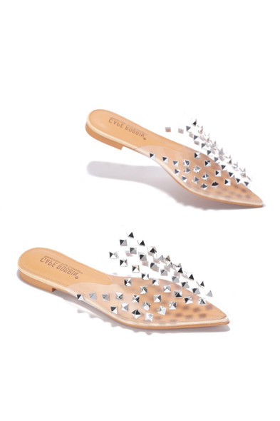 ENNY MY ENNY SPIKY FLAT SANDALS-CLEAR