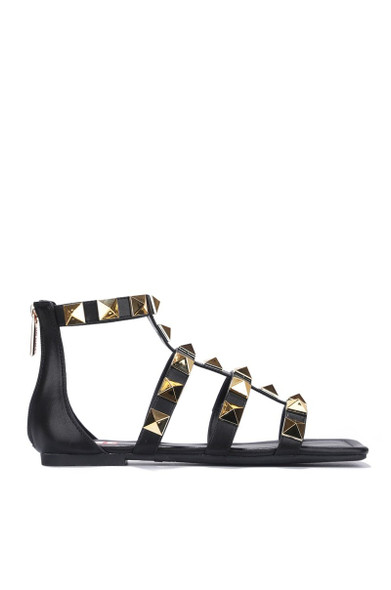 ZIMZA GLADIATOR SANDAL WITH SPIKES-BLACK