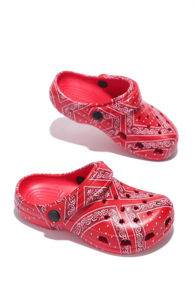 GARDENDOLLL KID'S ANKLE STRAP CUT OUT HOLE SANDAL-RED PRINT