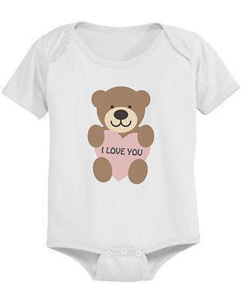 I Love You Bear Cute Baby Bodysuit - Pre-Shrunk Cotton Snap-On Style Baby Bodysuit