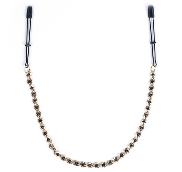 Black Tweezer Nipple Clamps W/ Beaded Chain