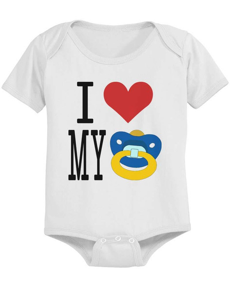 I Love Pacifier White - Funny Graphic Statement Bodysuit / Infant T-shirt