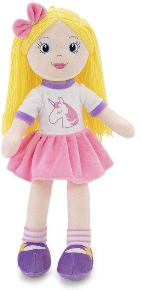 Plushible Soft Baby Doll   18 Inch Rag Dolls for Girls Infants Babies   My First Plush for 1 Year Old   Blonde Yarn Hair   Girl Toys   Eimmie